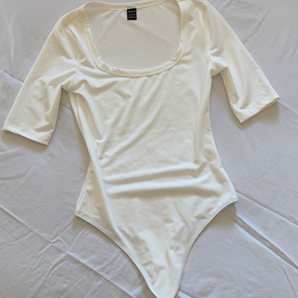 Shein Basic White Scoop Neck Bodysuit XS - Picture 6 of 6